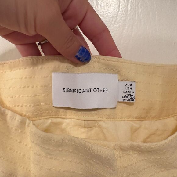 Significant Other Pleated Front High Rise Shorts Pastel Yellow 4 - Picture 6 of 8